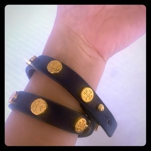 Tory Burch leather bracelet with studded logo